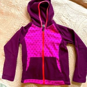Girls The North Face Fleece polka Dot Hooded ZipUp